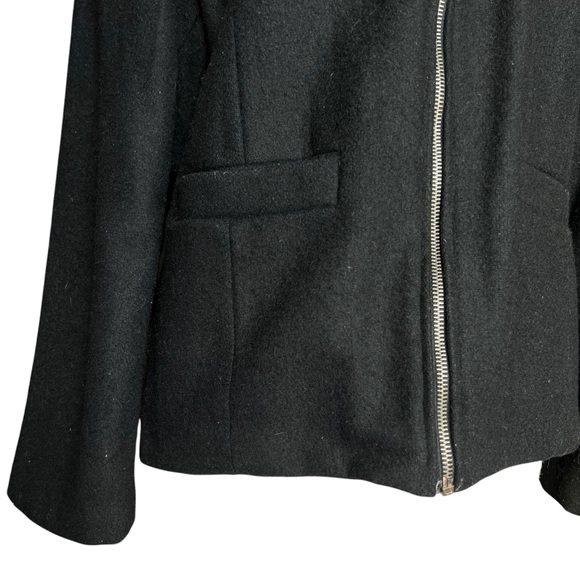 VINTAGE 90s Women’s Preppy Classic Chic Black Wool Zip Up Jacket Sz 6/8 - Picture 3 of 6